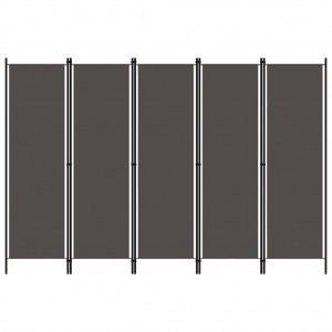 Biombo divisor de 5 paneles gris antracita 250x180 cm D