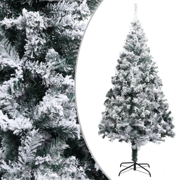 Árbol de Navidad artificial verde con nieve 210 cm D