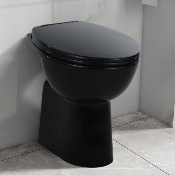 WC sem bordas fecho suave 7 cm de altura cerâmica preta D