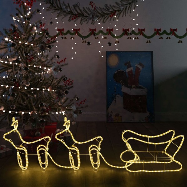 Renos y trineo de Navidad decoración jardín 576 LEDs D