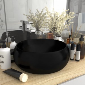 Lavabo de luxo redondo cerâmica preto mate 40x15 cm D