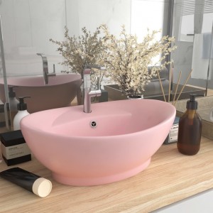 Lavabo luxuoso com recheio cerâmica rosa mate 58.5x39 cm D