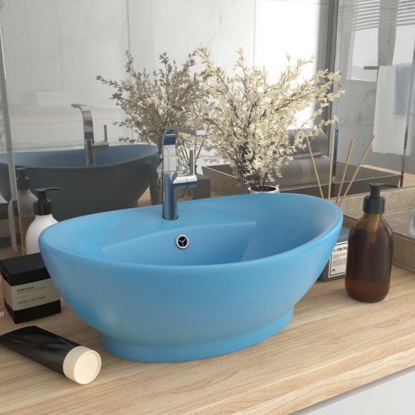 Lavabo lujoso con rebosadero cerámica azul claro 58.5x39 cm D