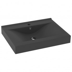 Lavabo de lujo con grifo cerámica gris oscuro 60x46 cm H