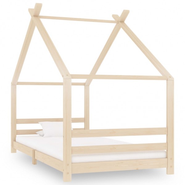 Estructura de cama infantil de madera maciza de pino 90x200 cm D
