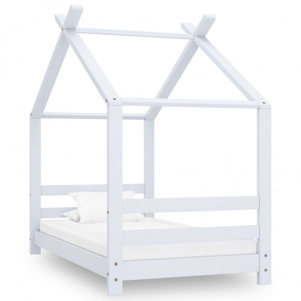 Estructura de cama infantil madera maciza pino blanco 70x140 cm D