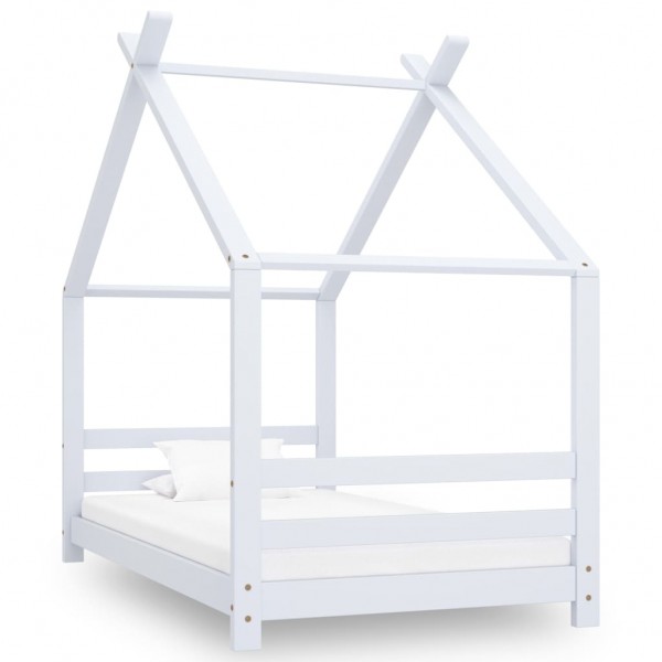 Estrutura da cama infantil madeira maciça pinho branco 80x160 cm D