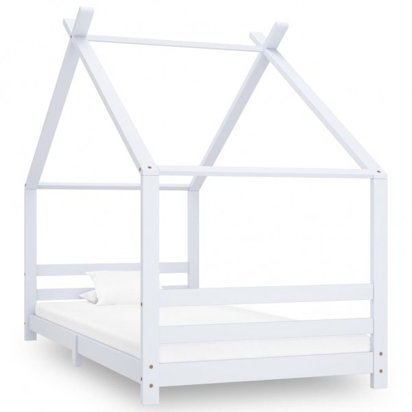 Estructura de cama infantil madera maciza pino blanco 90x200 cm D