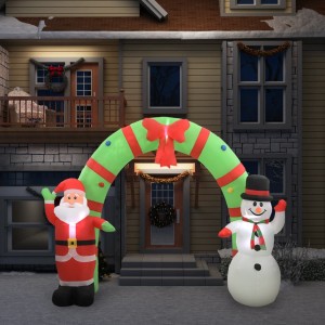 Arco de Natal inflável Papai Noel e boneco de neve LED 223 cm D