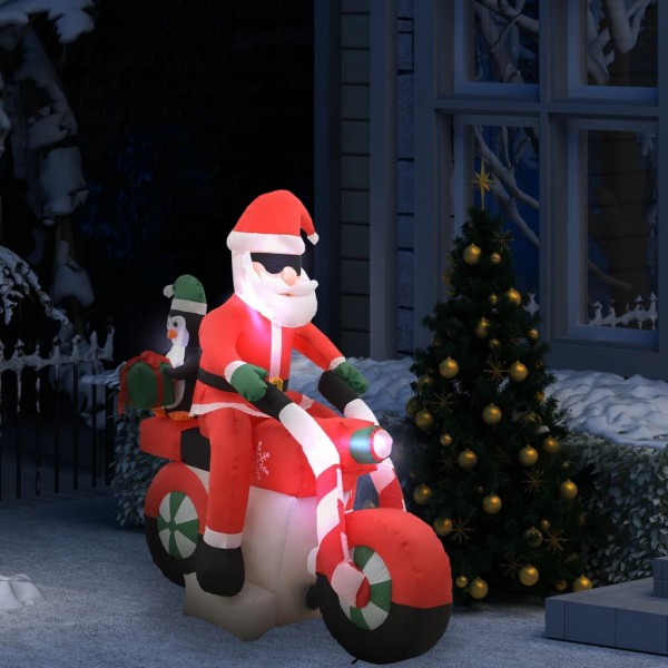 Papai Noel inflável de Natal em moto LED IP44 160 cm D