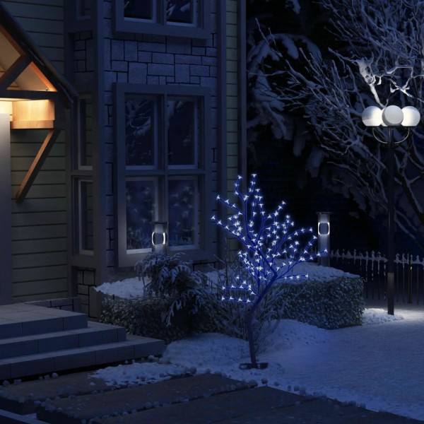 Árbol de Navidad 128 LEDs luz azul fría flores de cerezo 120 cm D