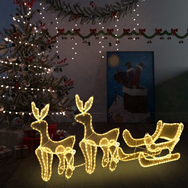 Luces de Navidad 2 renos y trineo con malla 648 LEDs D