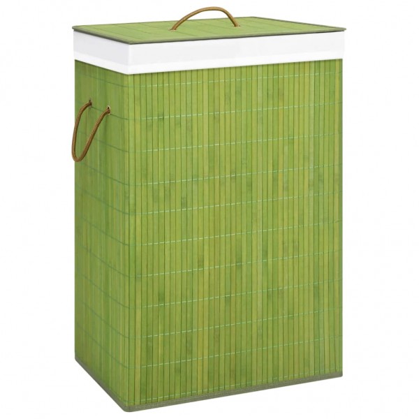 Cesta de roupas sujas de bambu de uma seção verde D