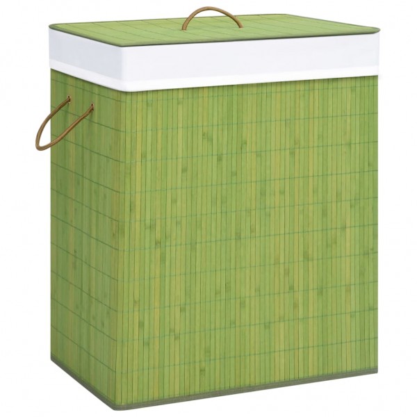 Cesto de roupa suja de bambu de secção verde 83 l D