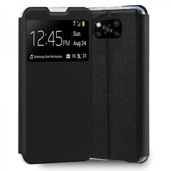 Fundação COOL Capa de Flip para Xiaomi Pocophone X3 / X3 Pro luz preta D