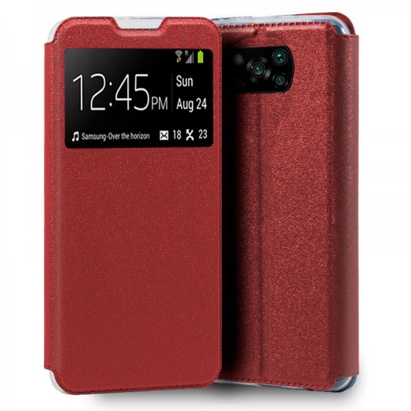 Funda Flip Cover Xiaomi Pocophone X3 Liso Rojo D