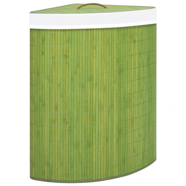 Cesto de roupas sujas de esquina de bambu verde 60 L D