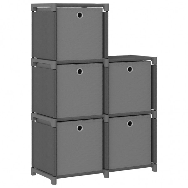 Estantería de 5 cubos con cajas tela gris 103x30x72.5 cm D