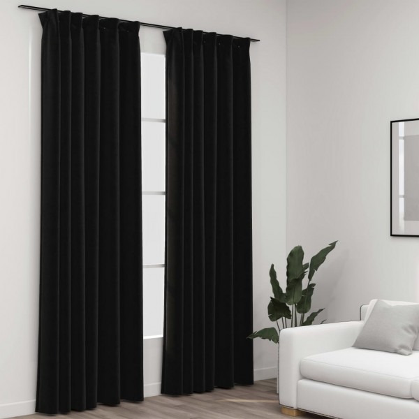 Cortinas opacas ganchos look de linho 2 pzas anthracite 140x225cm D