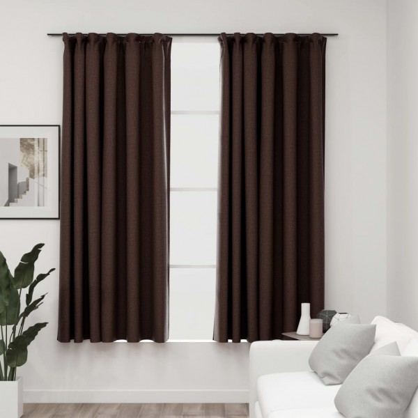 Cortinas opacas ganchos look linho 2 pzs cinza taupe 140x175cm D