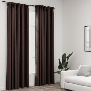 Cortinas opacas ganchos look de lino 2 pzs gris taupe140x245cm D