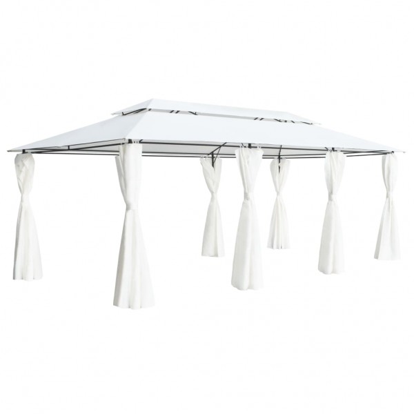 Cenador con cortinas 600x298x270 cm blanco 180g/m² D