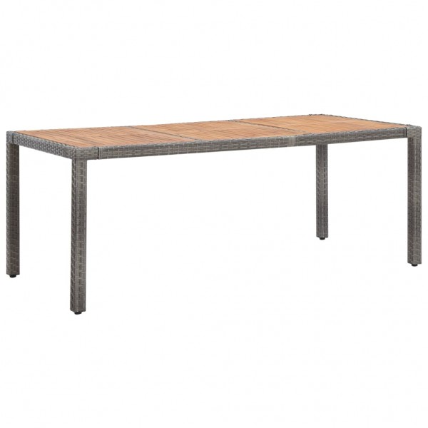 Mesa de jardim ratão PE cinza madeira maciça de acacia 190x90x75 cm D