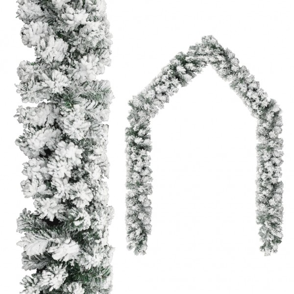 Garland de Natal com neve verde flocada 5 m pvc D