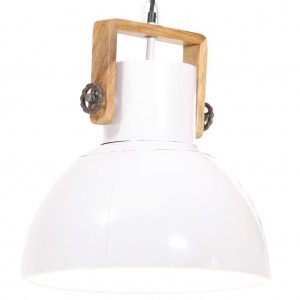 Lâmpada pendente industrial 25 W branco redondo 40 cm E27 D