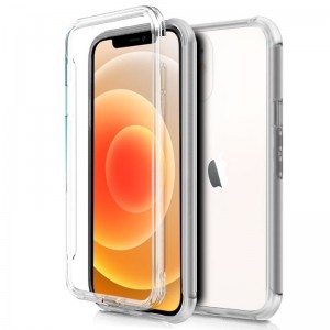 Fundação COOL 3D Silicone para iPhone 12 mini (Border Transparent + Trasera) D