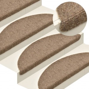 Alfombrilla autoadhesiva de escalera 15 uds 56x17x3 cm crema D