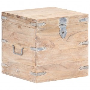 Baúl de madera maciza de acacia 40x40x40 cm D