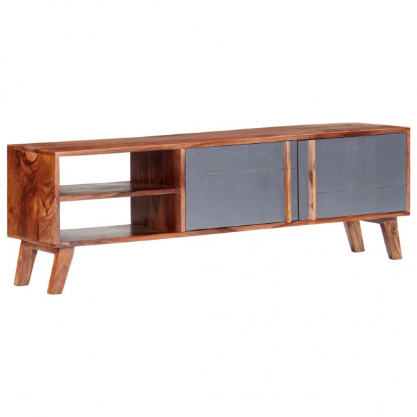 Mueble para TV madera maciza de Sheesham gris 140x30x35 cm D