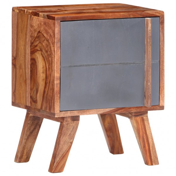 Mesa de noite de madeira maciça Sheesham cinza 40x30x50 cm D