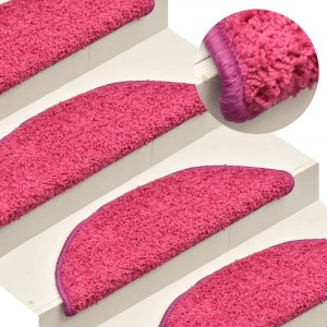 Alfombras de peldaños de escalera 15 uds rosa 56x17x3 cm D