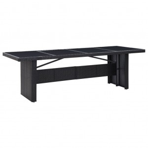 Mesa de jardim de ratão sintético e vidro preto 240x90x74 cm D