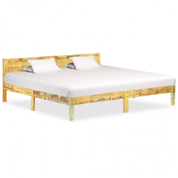 Estructura de cama de madera maciza reciclada 200x200 cm D
