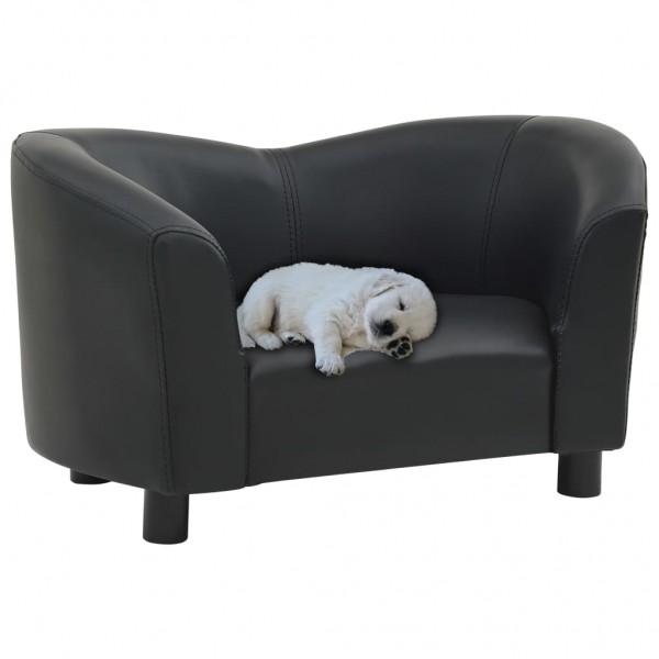 Sofá para perros cuero sintético negro 67x41x39 cm D