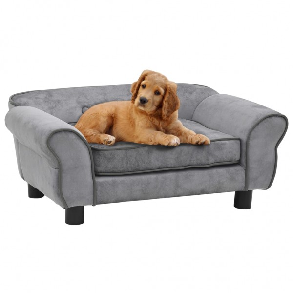 Sofá para perros felpa gris 72x45x30 cm D