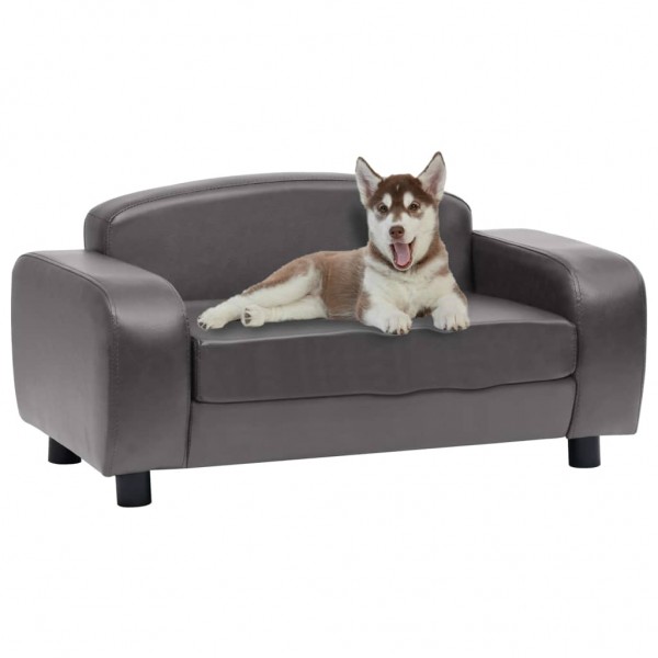 Sofá para cães de couro sintético cinza 80x50x40 cm D