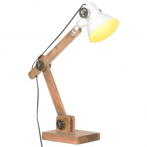 Lámpara de mesa industrial redonda blanca 58x18x90 cm E27 D