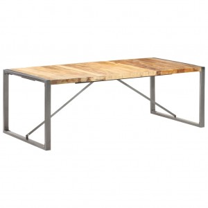 Mesa de comedor madera maciza de mango rugosa 220x100x75 cm D