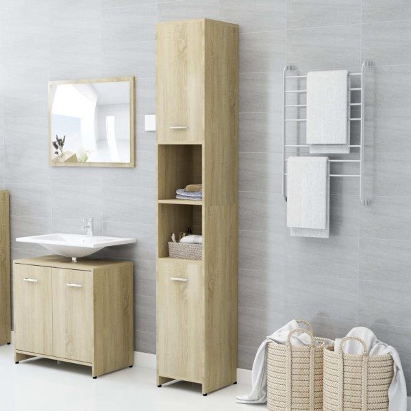 Armario de baño madera contrachapada color roble 30x30x183.5 cm D