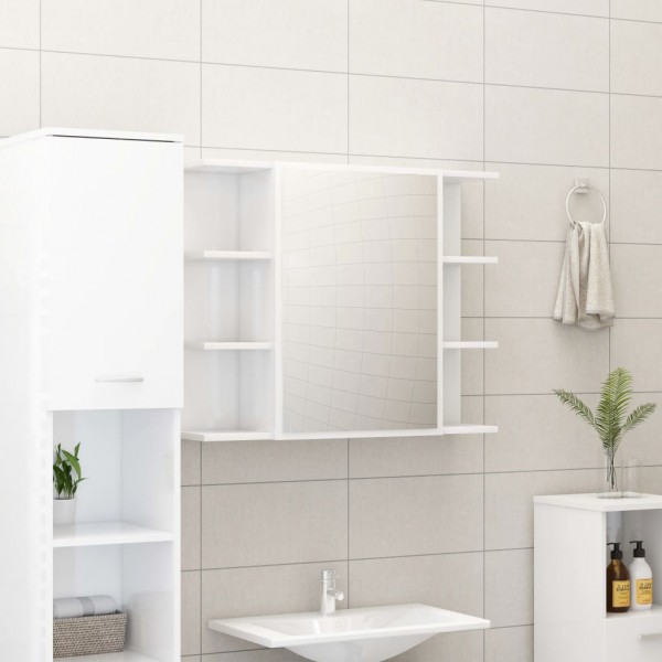 Guarda-roupa espelho banheiro contraplacado branco brilho 80x20.5x64 cm D