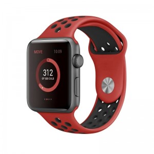 Cintura Apple Watch Series 1 / 2 / 3 / 4 / 5 / 6 / SE (42 / 44 mm) Esporte Preto-vermelho D