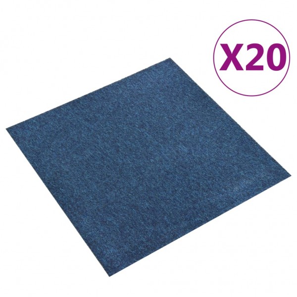 Baldosas de suelo de moqueta 20 uds 5 m² 50x50 cm azul oscuro D
