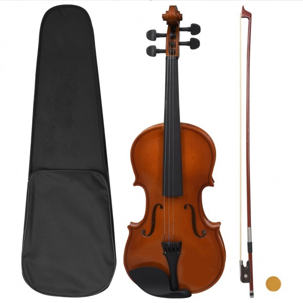 Juego completo de violín con arco y mentonera madera oscura 4/4 D