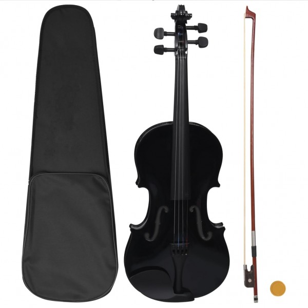 Conjunto Completo de Violino com Arco e Apoio de Queixo Preto 4/4 D