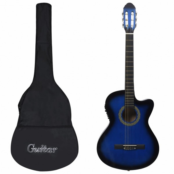 Set de guitarra occidental 12 pzas ecualizador y 6 cuerdas azul D