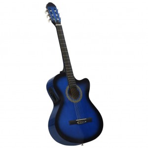 Guitarra clásica occidental con ecualizador y 6 cuerdas azul D